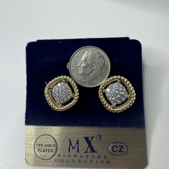 Gold & Pave Crystal Earringss - Picture 3 of 3